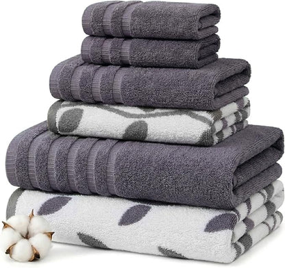Modern Threads Natural Vine 6-Piece 100% Cotton Towel Set – Yarn Dyed Jacquard – Includes 2 Bath Towels, 2 Hand Towels, 2 Washcloths – Absorbent, Quick Dry, Soft & Durable – Purple