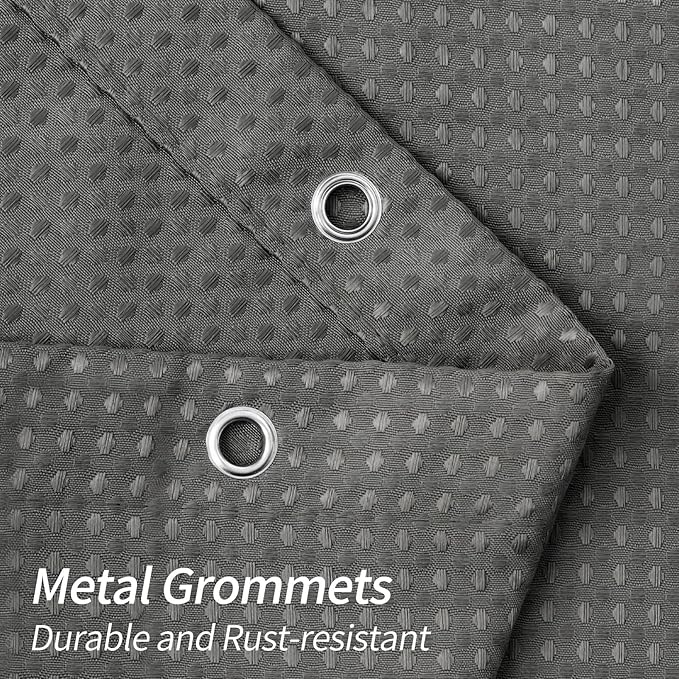 MitoVilla Grey Waffle Small Stall Shower Curtain 36 x 72, Half Size Fabric Narrow Shower Curtains for Bathroom Decor, 36 inch Weighted Shower Curtain Set with Plastic Hooks, Charcoal Grey