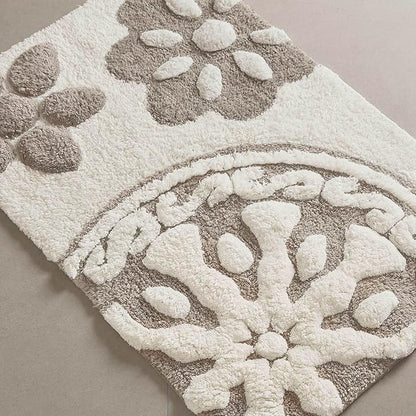 Madison Park Casablanca 100% Cotton Tufted Bathroom Rugs Luxurious Plush Medallion Floral Pattern Bath Mat Absorbent, Quick Dry, Spa Design Shower Room Décor, Rectangle 20" x 30", Taupe