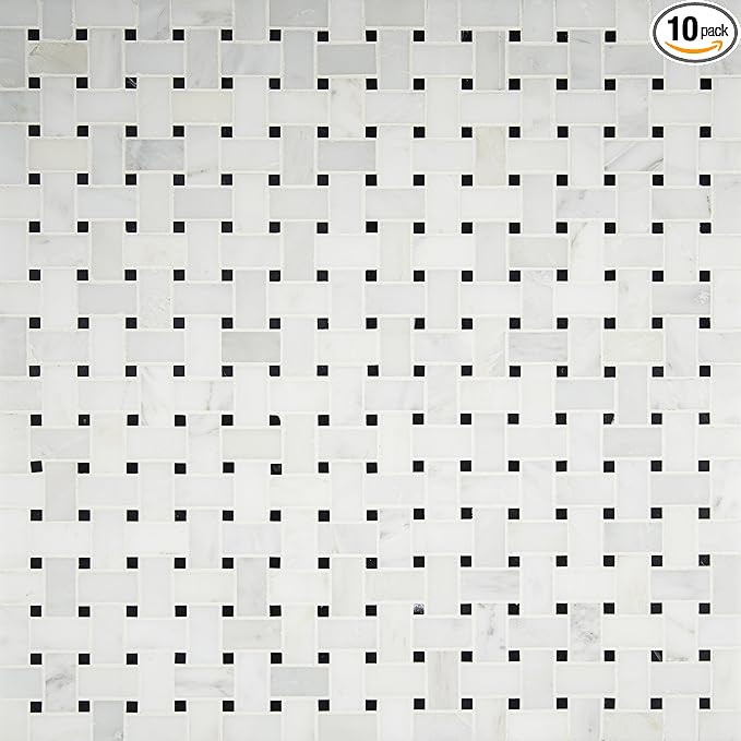 MSI Arabescato Carrara 12 in. x 12 in. Honed Marble Basketweave Tile – Kitchen Backsplash, Bathroom, Accent Wall, Shower, Mesh-Mounted Mosaic