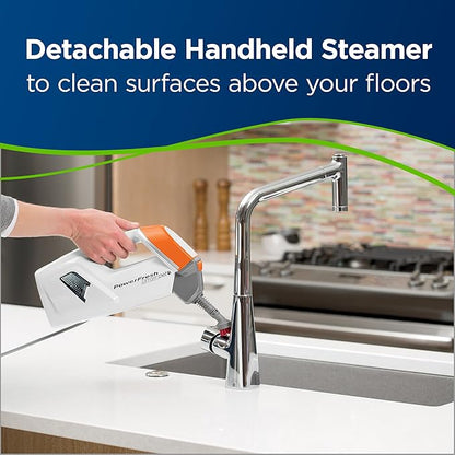 Bissell PowerFresh Lift-Off Pet Steam Mop, Steamer, Tile, Bathroom, Hard Wood Floor Cleaner, 1544A, Orange