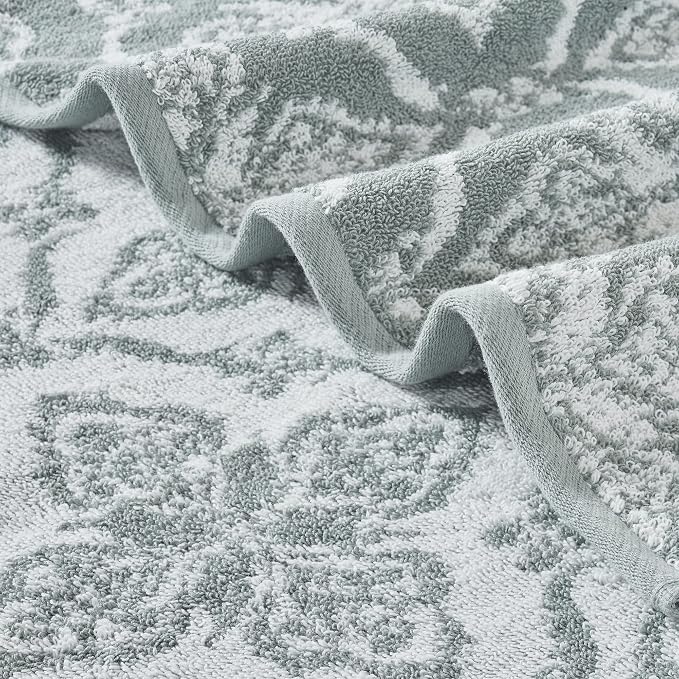 Modern Threads Amaris 6-Piece Reversible Yarn Dyed Jacquard Towel Set - Bath Towels, Hand Towels, & Washcloths - Super Absorbent & Quick Dry - 100% Combed Cotton, Ivy