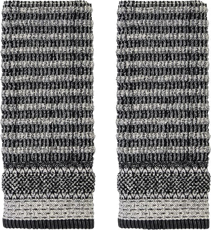SKL Home Lewis Hand Towel Set-2pc, Premium 100% Cotton, Black | 600 GSM weight. Spa-level quality. Soft & absorbent textured jacquard. For the bathroom, kitchen, bar or any sink space.
