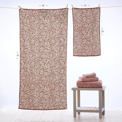 SKL Home Renan Bath Towel, 100% Turkish Cotton, Clay Oxford | 600 GSM weight. Spa-level quality. Soft & absorbent, textured jacquard.