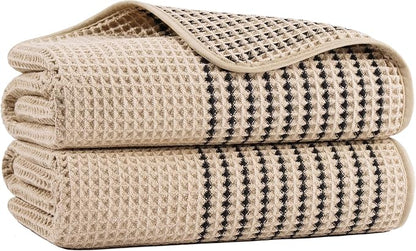 MICROFI New Microfiber Waffle Bath Towels, 2 Pieces, Soft, Absorbent, Fast Drying, Lint Free 430 GSM (30''x60''/76cm x 152cm)
