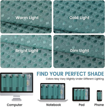 EUTXL Heavyweight Seaweed Green No Hook Shower Curtain with Snap in Liner,256GSM Waffle Weave Shower Curtains for Bathroom,71W x 74H