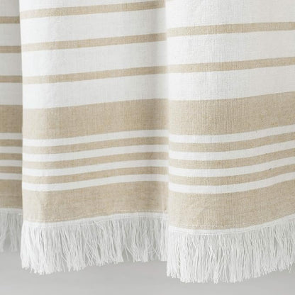 Lush Decor Nantucket Yarn Dyed Cotton Blend Tassel Fringe Shower Curtain Single 72" W x 72" L Taupe - Tan Shower Curtains for Bathroom Curtain
