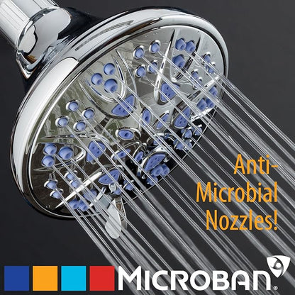 AquaDance Antimicrobial – Anti-Clog High-Pressure 6-Setting Shower Head with Microban Nozzle Protection from Growth of Mold, Mildew & Bacteria for Stronger Shower! 4" Sunset Blue | More Power, Better Shower Hygiene! Lifetime Antimicribial Nozzle Protec...