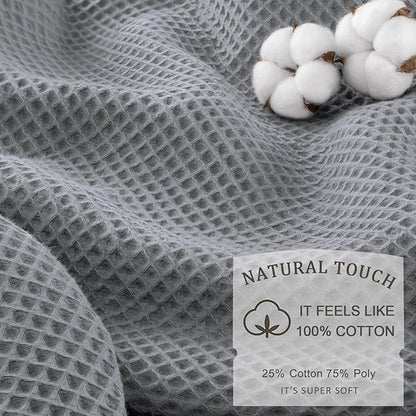 Waffle Weave Shower Curtain - Grey Cotton Fabric Texture Heavyweight Shower Curtains for Bathroom,Washable,72Wx75L