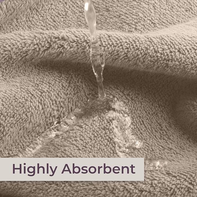 Lavish Home Bathroom Towels Set, Bathroom Essentials, Taupe, Set of 8 | Includes 2 Bath Sheets, 2 Hand Towels, 2 Wash Cloths, 2 Fingertip Sheets, Soft 575 GSM Cotton Set for Shower, Gym, Dorm, Spa