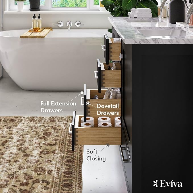 Aberdeen 48 in. Espresso Double Sink Bath Vanity with Carrara Quartz Top and Undermount Porcelain Sinks
