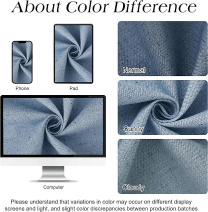 Extra Long Linen Shower Curtain 90 Inch Long Shower Curtains Set with Hooks for Bathroom Boho Farmhouse Fabric Neutral Cloth Modern Cottage Core Waterproof,Stone Blue