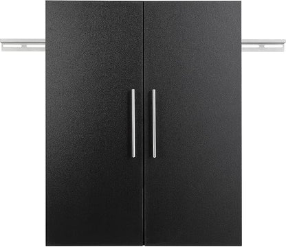 Prepac HangUps 24” Wall Mount Storage Cabinet, Ideal Bathroom, Laundry, Kitchen, Office, Garage Cabinet for Organization and Extra Storage, Attaches to Wall Mounted Rail, 24”W x 30”H, 12”D, Black