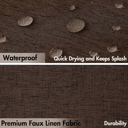 MIULEE Linen Fabric Shower Curtain Brown W72*L72 12 Metal Hooks | Washable, Modern, Heavy Duty, Shower Curtain Set, Waterproof Thick Cloth Shower Curtains, Bathroom Bathtub