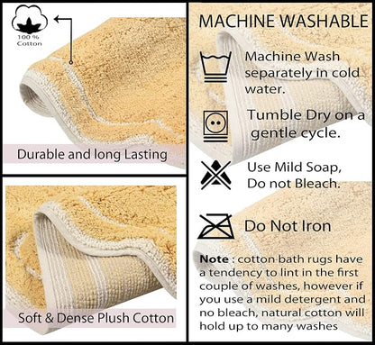 Home Weavers Allure Collection 100% Cotton Tufted Bathroom Rug, Soft and Absorbent Bath Rugs, Non-Slip Bath Carpet, Machine Wash Dry Bath Mats for Bathroom Floor, 17"x24" Bath Rug, Yellow