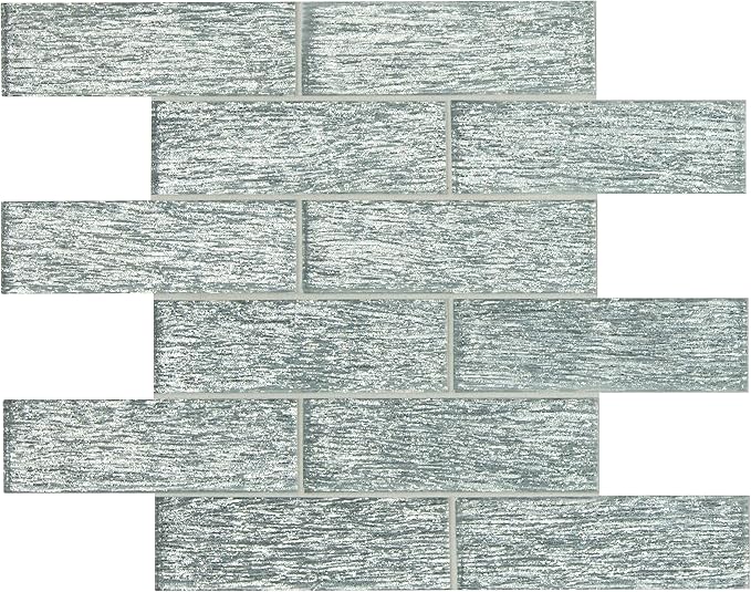 MSI Chilcott Bright 14.75 inch x 11.75 inch Glass Subway Tile for Kitchen Backsplash, Wall Tile for Bathroom, Shower Wall Tile, 2x6 inch Mesh Mounted