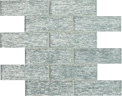 MSI Chilcott Bright 14.75 inch x 11.75 inch Glass Subway Tile for Kitchen Backsplash, Wall Tile for Bathroom, Shower Wall Tile, 2x6 inch Mesh Mounted