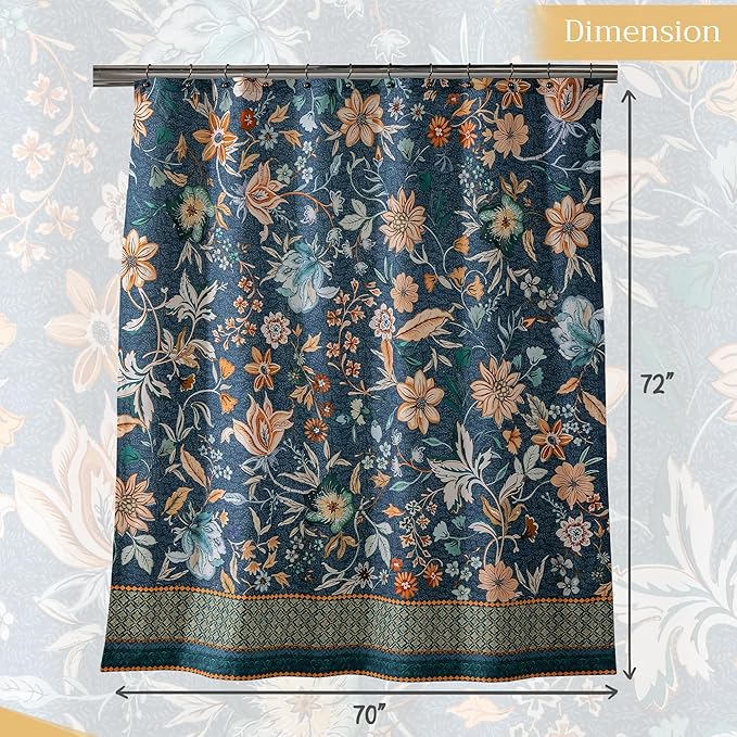 Maison d' Hermine Shower Curtain 100% Cotton One Panel 70"x72" Washable Fabric Shower Curtains for Bathroom, Easy Hanging with 12 Button Holes - Home Spa Easter Gifts (Luxury Loft - Dark Teal)