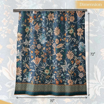 Maison d' Hermine Shower Curtain 100% Cotton One Panel 70"x72" Washable Fabric Shower Curtains for Bathroom, Easy Hanging with 12 Button Holes - Home Spa Easter Gifts (Luxury Loft - Dark Teal)