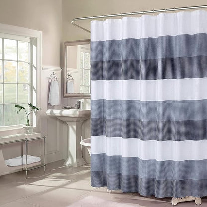 Dainty Home Ombre Waffle Weave Shower Curtain (Navy)