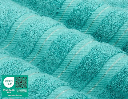 American Soft Linen Luxury Hand Towels for Bathroom, 600 GSM Heawy Weight 16x28 Size 100% Cotton Turkish 4 Piece Hand Face Towel Set, Turquoise Blue Hand Towels