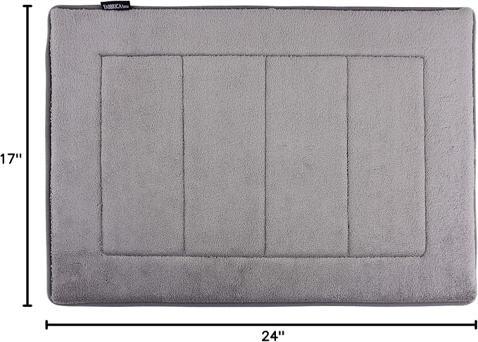 Ultra-Soft Extra-Thick Memory Foam Bath Mat (17 in x 24 in, Grey)