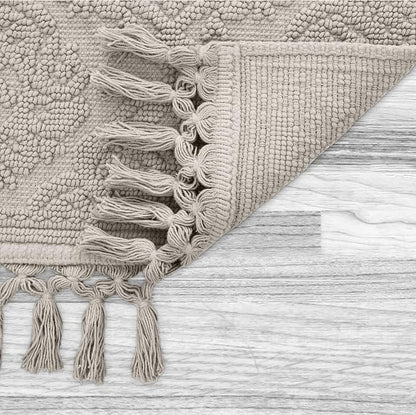 Jean Pierre - Ricardo Bath Mat, Woven Fringe Bathroom Rugs, 100% Cotton, Premium Bathroom Decor - Measures 17" x 31" - Light Gray