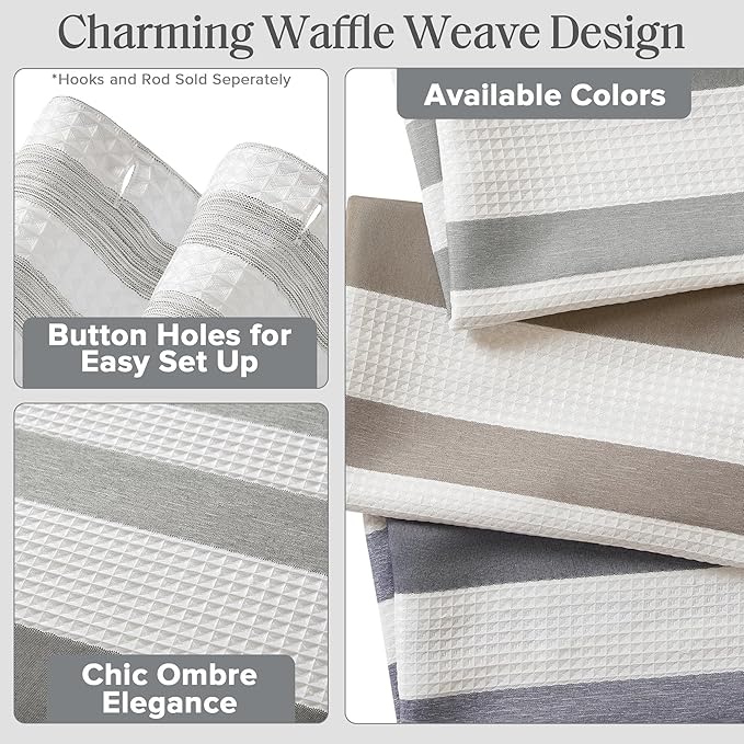 Madison Park Standard Shower Curtain for Bathroom, Grey Ombre, 72" x 72" | Ariana Ombre Cozy, Spa Quality Modern Waffle Weave Contemporary, 3M Scotchgard Treatment, Machine Washable