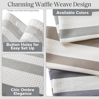 Madison Park Standard Shower Curtain for Bathroom, Grey Ombre, 72" x 72" | Ariana Ombre Cozy, Spa Quality Modern Waffle Weave Contemporary, 3M Scotchgard Treatment, Machine Washable