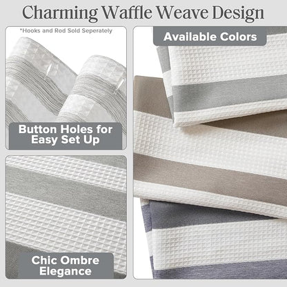Madison Park Extra Long Shower Curtain for Bathroom, Grey Ombre, 72" x 84" | Ariana Ombre Cozy, Spa Quality Modern Waffle Weave Contemporary, 3M Scotchgard Treatment, Machine Washable