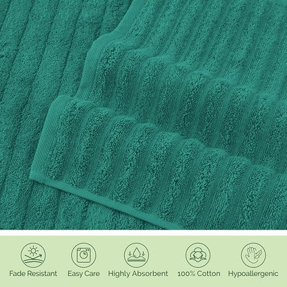 Elegant Comfort 100% Turkish Cotton Corduroy Ribbed Luxury Jumbo Bath Towel Ultra Soft - 35 x 70 Inch - Luxury Spa Premium Hotel Quality Highly Absorbent and Quick Dry Large Bath Towel, Turquoise