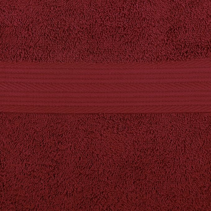 Amazon Basics Fade-Resistant 100% Cotton Washcloths for Bathroom, Soft Absorbent, 6-Piece, Crimson
