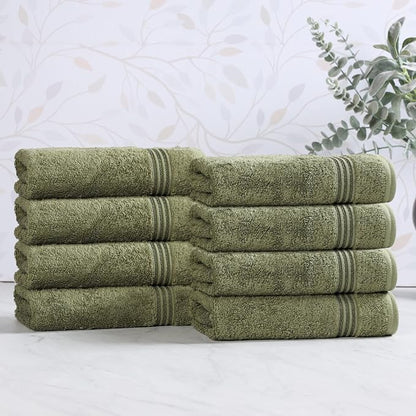 Superior Egyptian Cotton Hand Towel Set, Small Towels for Home Bathroom, Master, Guest Bath, Decor Essentials, Quick Dry, Absorbent, Kitchen, Spa, Hotel, Resort, Adult, Kids, Set of 8, Forest Green
