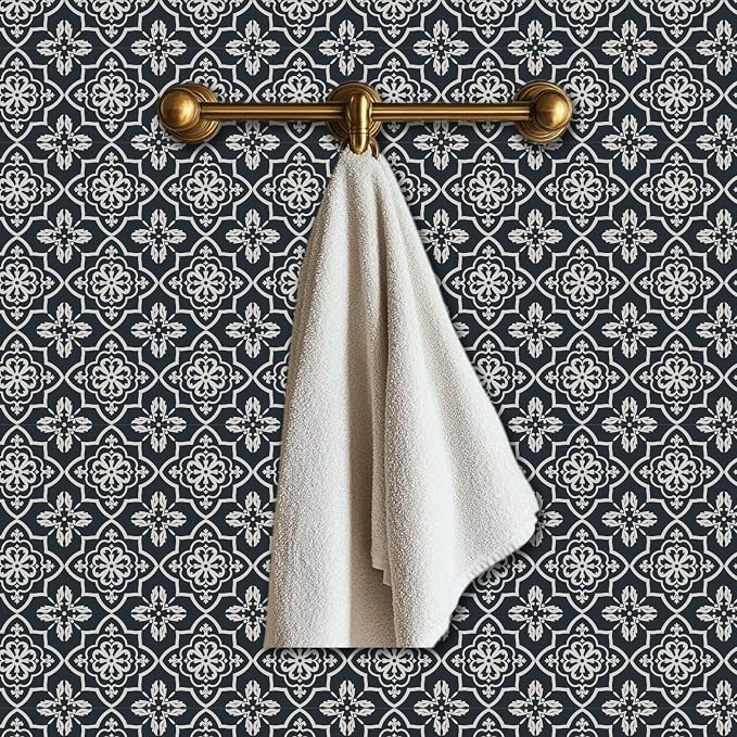 36 Pcs Beige Pattern Peel and Stick Wall Tile Stickers, 4x4inch | Vintage Gray Patterns Wall Tile Stickers Waterproof Self Adhesive Stick on Tiles Decals for Kitchen Bathroom Wall Art Decor