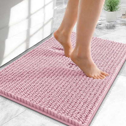 OLANLY Thick Chenille Small Bathroom Rugs Mats 24x16, Dusty Rose | Soft Absorbent Bath Rugs, Rubber Backing, Machine Wash Dry, Bath Mats for Bathroom, Tub and Shower, Home Decor Accessories