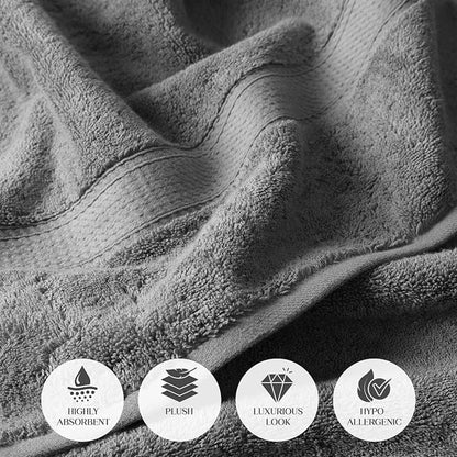 SUPERIOR Egyptian Cotton Ultra Plush & Absorbent, 3 Piece Set, Charcoal | Quick Dry, Soft Luxury Towel Set, Bath Essentials, Guest Bath, Spa, 1 Bath, 1 Hand, 1 Face Towels, Madeline Towels