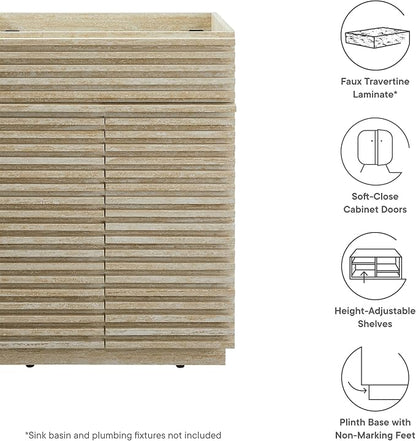 Modway Render Faux Travertine Slatted Bathroom Cabinet in Travertine