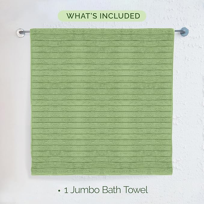 Elegant Comfort 100% Turkish Cotton Corduroy Ribbed Luxury Jumbo Bath Towel Ultra Soft - 35 x 70 Inch - Luxury Spa Premium Hotel Quality Highly Absorbent and Quick Dry Large Bath Towel, Sage