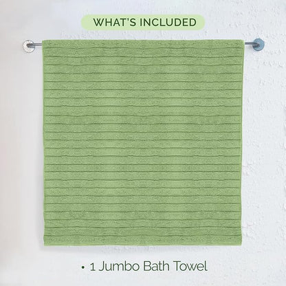 Elegant Comfort 100% Turkish Cotton Corduroy Ribbed Luxury Jumbo Bath Towel Ultra Soft - 35 x 70 Inch - Luxury Spa Premium Hotel Quality Highly Absorbent and Quick Dry Large Bath Towel, Sage