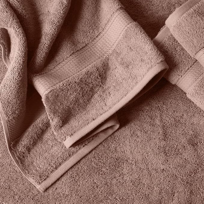 Superior Egyptian Cotton Plush Absorbent, Bath Towel Set of 4, Muted Mauve | Quick Dry, Soft Luxury Towel Set, Bath Essentials for Bathroom, Guest Bath, Spa, 4 Piece Bath, Madeline Towels