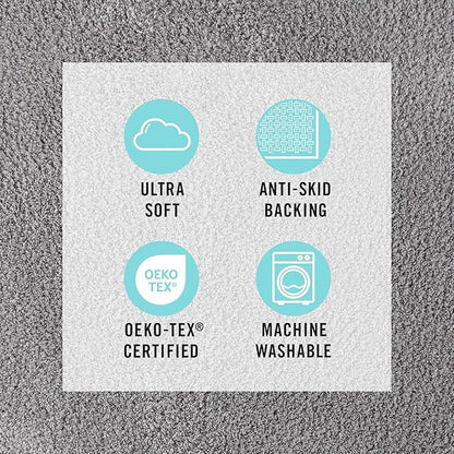MARTHA STEWART Drylon Microfiber Bath Rug - 1 Piece, Ultra Soft Plush, Non-Slip, Thick, Washable Bathroom Rugs, Home Decor Accessories, Household Essentials, Small Bath Mat, 17" x 24", Dark Gray
