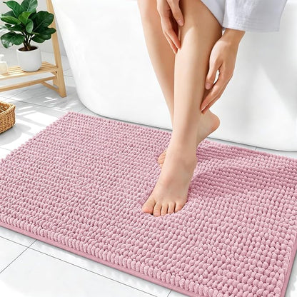 OLANLY Thick Chenille Absorbent Bathroom Rugs Mat 36x24, Dusty Rose | Soft Bath Rugs, Rubber Backing, Machine Wash Dry, Bath Mats for Bathroom, Tub and Shower, Home Decor Accessories