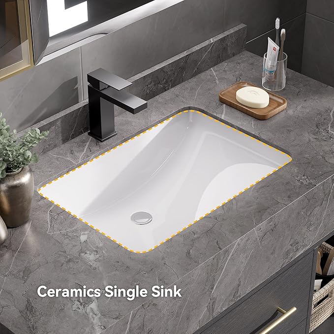 homary 39.4" Floating Bathroom Vanity with Sink, Modern Wall-Mounted Vanity Bathroom Cabinet with Sintered Stone Countertop, Undermount Sink & Black, 2 Open Storage Shelves