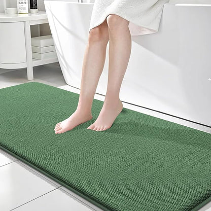 OLANLY Memory Foam Bathroom Runner Rugs 70x24, Long Bath Mats, Olive Green | Soft Quick Dry Bath Rugs, Non-Slip, Absorbent Machine Washable Mat for Bathroom Floor, Tub and Shower, Home Decor Accessories