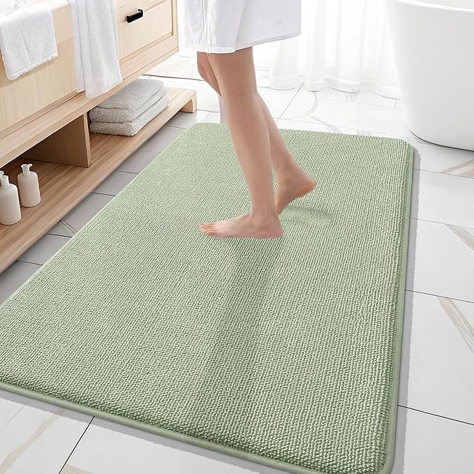 OLANLY Memory Foam Large Bathroom Rug 59x35, Absorbent Bath Mat, Sage Green | Soft Quick Dry Bath Rugs, Non-Slip Carpet, Machine Washable Mat for Bathroom Floor, Tub and Shower, Home Decor Accessories