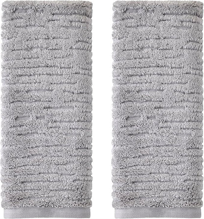 SKL Home CloudSoft Hand Towel Set, 2-Piece, 100% Cotton Luxury, Gray | Premium spa-level quality. 600 GSM weight. Ultra plush & absorbent. For use in the bathroom, kitchen, bar or any sink space.