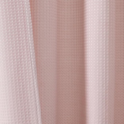 OVZME Long Fabric Shower Curtain Set, Waffle Textured Shower Curtain for Bathroom - Weight 230GSM Heavy Duty Hotel Spa Luxury Bath Curtain Set with 12 Plastic Hooks, 72x78, Blush Pink