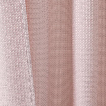 Blush Pink Shower Curtain Set, Waffle Textured Heavy Duty Fabric Shower Curtain for Bathroom, Luxury Hotel Weighted 230GSM Waterproof Bath Curtain with 12 Plastic Hooks, Machine Washable, 72x72