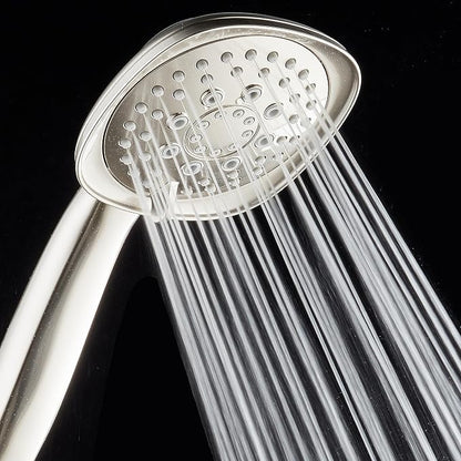 AquaDance, Satin Nickel Luxury Square 6-setting High-Pressure Hand Extra-Long 72" Stainless Steel Hose, Bracket, Solid Brass Fittings, Finish. Premium Handheld Shower Head from Top American