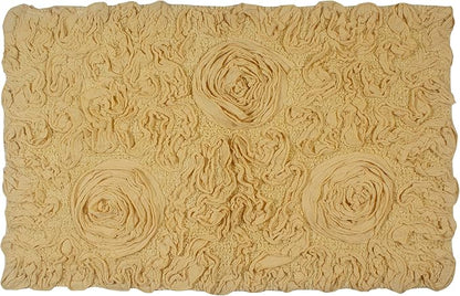 Home Weavers Bell Flower Collection 100% Cotton Tufted Bath Rugs, Extra Soft and Absorbent Bath Rugs, Non-Slip Bath Mats, Machine Washable, Bath Mats for Bathroom Floor, 21"x34" Rectangle, Yellow
